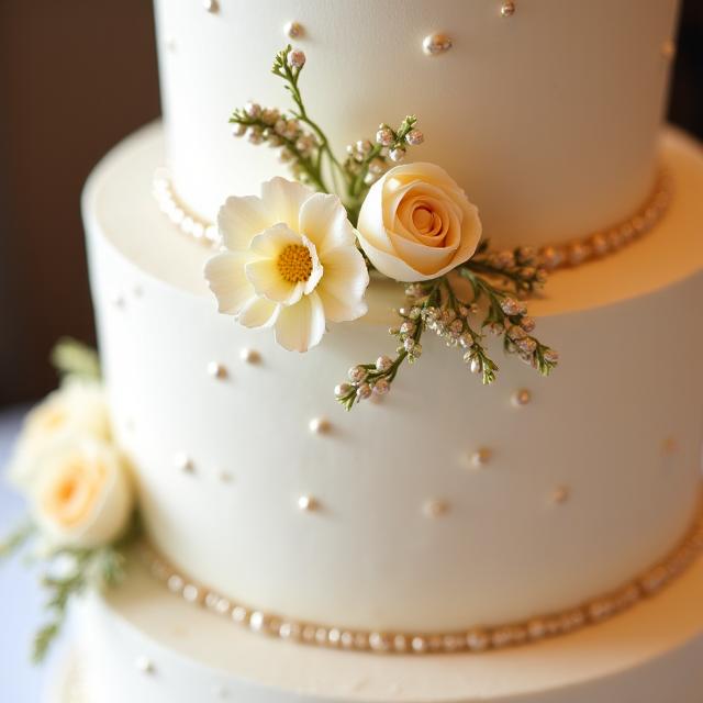 Torta nuziale personalizzata con le iniziali degli sposi.