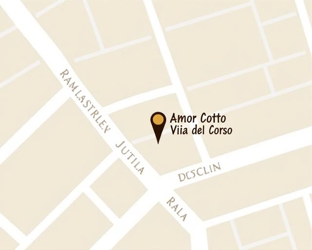 Mappa che indica la posizione del negozio Amor Cotto in Via del Corso a Roma.